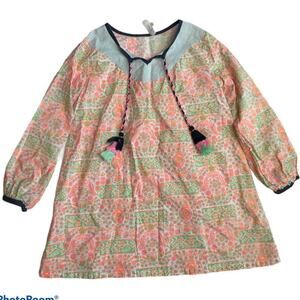 Seed White Pink Multi Girls Tunic With Tassels Size 4-5